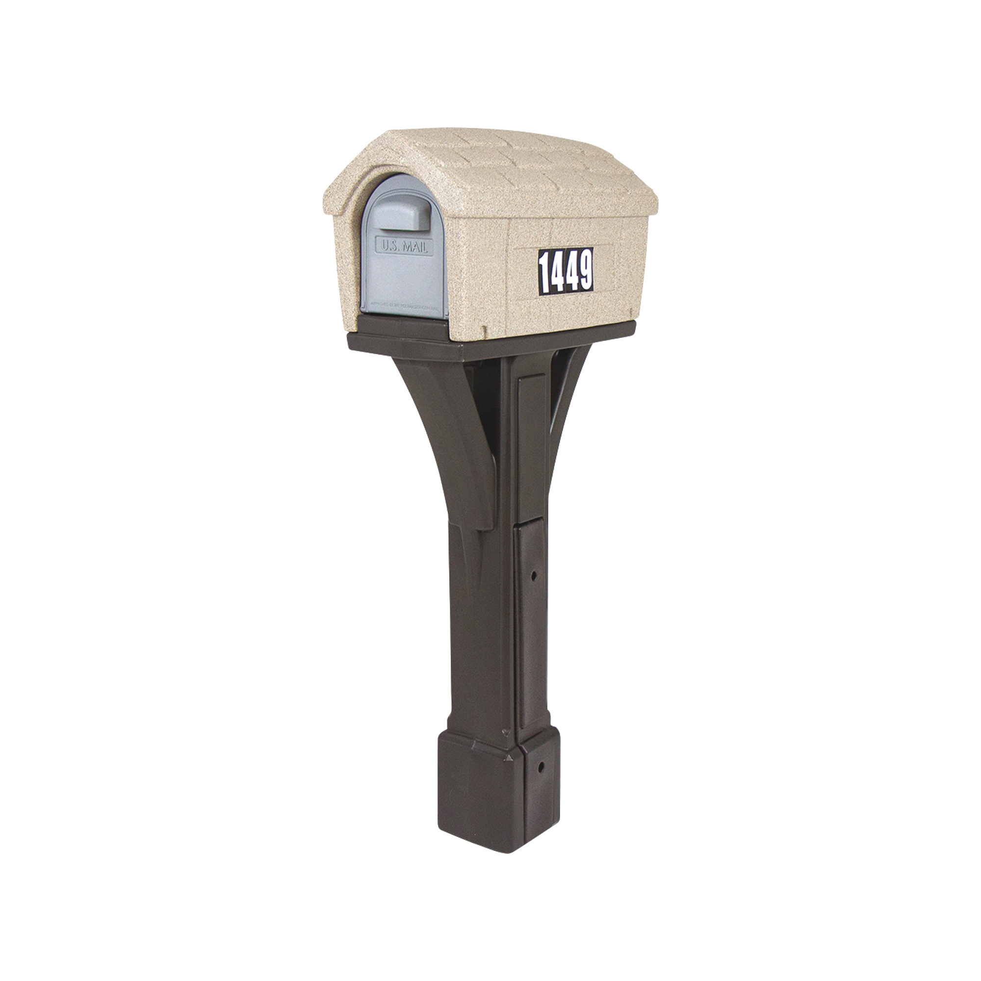 Simplay3 Classic Home Mailbox - 24in.L x 13in.W x 51in.H, Plastic, Washed Stone/Espresso, Model# 416700-01